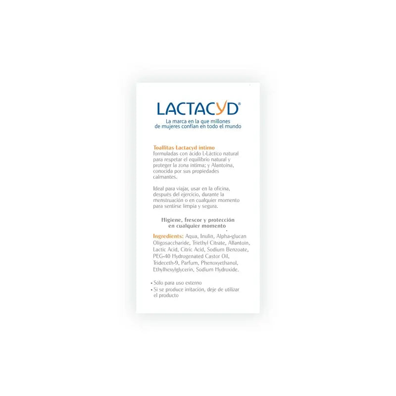 Lactacyd -yksittäispakattuja intiimihygieniapyyhkeitä, 10 kpl