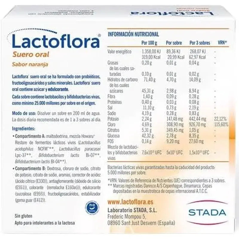 Lactoflora Oral Serum With Probiotics, Prebiotics And Mineral Salts Orange Flavour , 6 Sachets