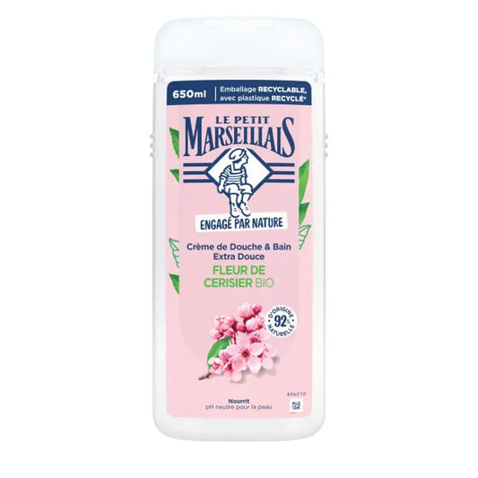 Le Petit Marseillais Erittäin hellävarainen luomukirsikankukkainen suihkuvoide, 650 ml