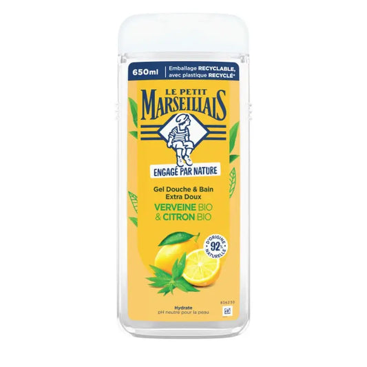 Le Petit Marseillais Erittäin hellävarainen suihkugeeli, luomuvirnba ja luomulimon, 650 ml