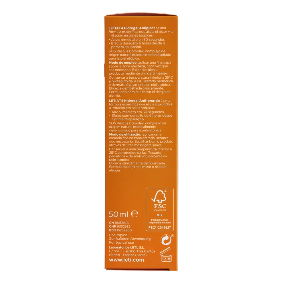 Letiat4 kutinaa lievittävä hydrogeeli, 50 ml