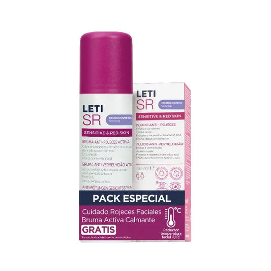 Letisr Herkkä iho, punoitusta aiheuttava iho – pakkaus: 40 ml:n neste + sumute