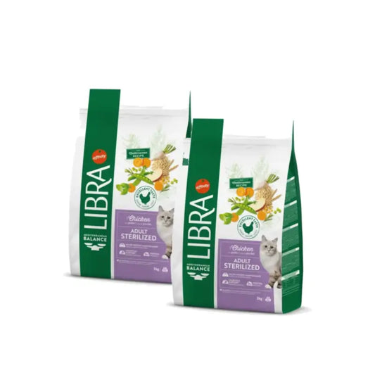 Libra Feline Adult Sterilized Chicken 2 x 3 kg:n pakkaus, kissanruoka