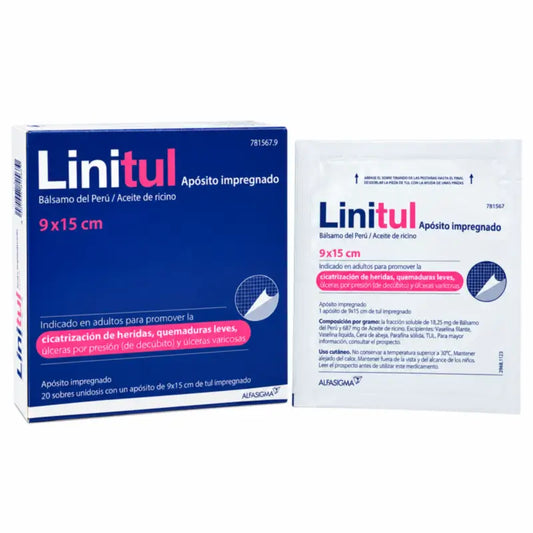 Linitul 9 x 15 cm, kyllästetty side, 20 pussia