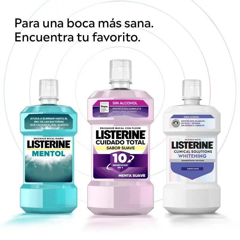Listerine-suuvesi, Advanced White valkaisuaineella, mieto mintun maku, alkoholiton, 2 x 1000 ml:n pakkaus