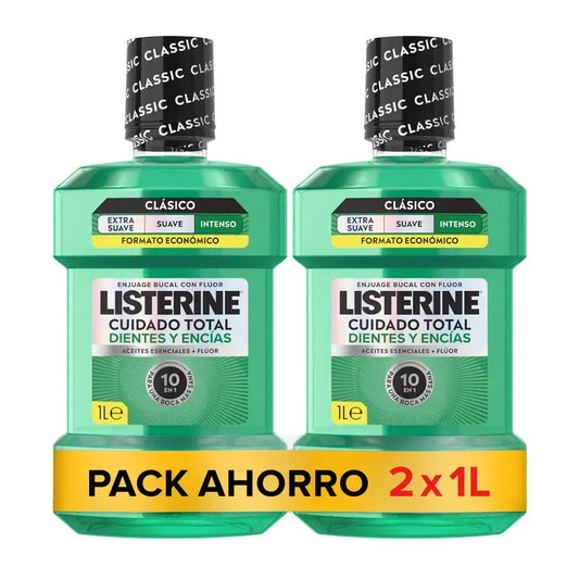 Listerine suuvesi hampaiden ja ikenien suojaksi, raikas minttu, 2 x 1 l:n pakkaus