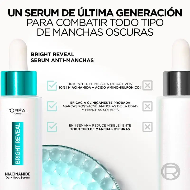 L'Oréal Paris Bright Reveal -seerumi, niacinamidi, pigmenttimuutoksia ehkäisevä