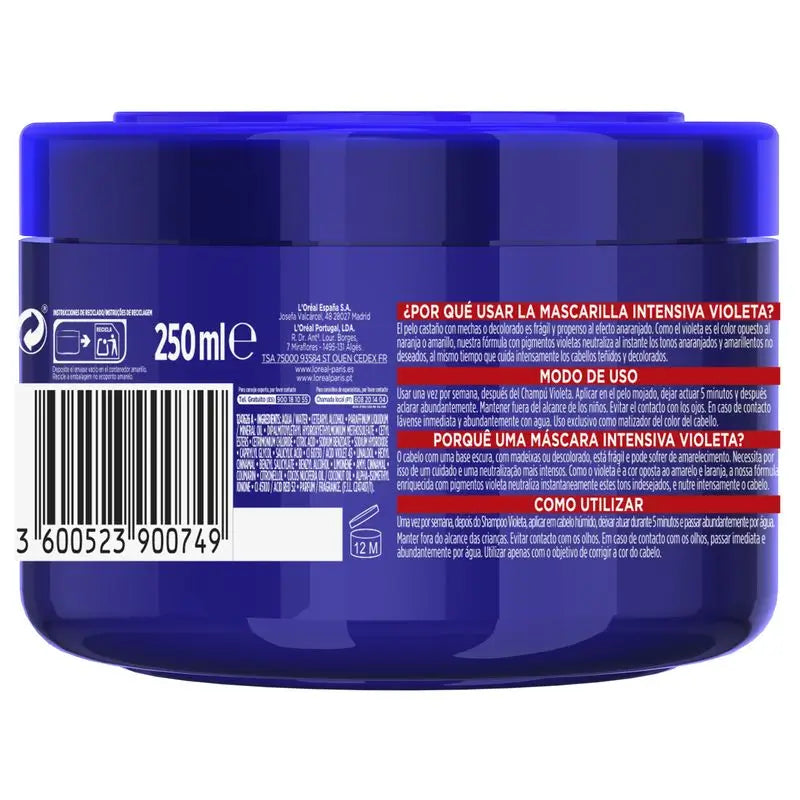 L’Oréal Paris Elvive Color Vive -hoitoaine: Violetti sävyttävä hoitoaine vaalealle, harmaalle tai raidoitetulle hiukselle, 250 ml