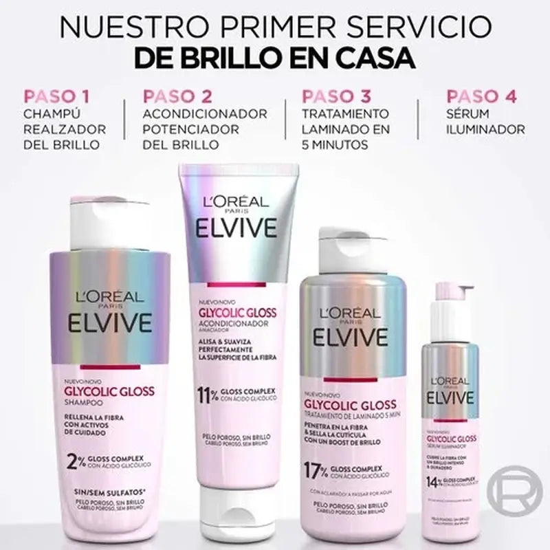 L'Oréal Paris Elvive Glycolic Gloss -seerumi, jossa on glykolihappoa – pehmeät ja kiiltävät hiukset