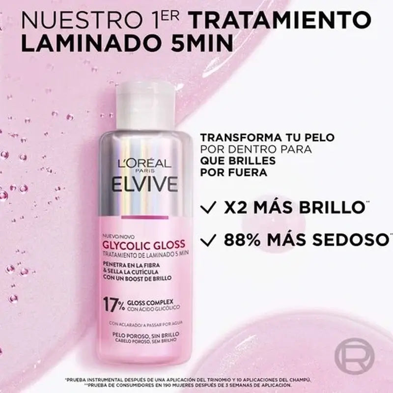 L'Oréal Paris Elvive 5 minuutin hoito Glycolic Gloss, glykolihappoa sisältävä, pehmeät ja kiiltävät hiukset