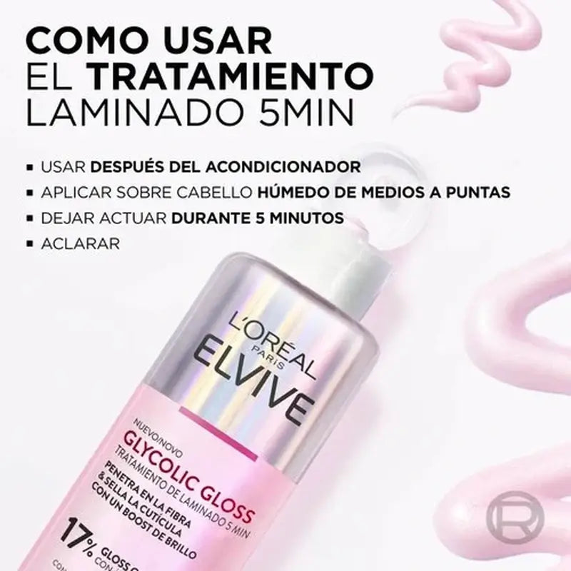L'Oréal Paris Elvive 5 minuutin hoito Glycolic Gloss, glykolihappoa sisältävä, pehmeät ja kiiltävät hiukset