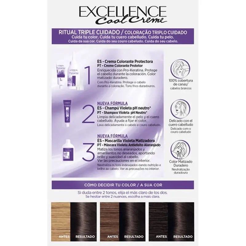 L'Oréal Paris Excellence Cool Creme pysyvä hiusväri – sävy 5.11 vaalea tuhkanruskea, voimakas