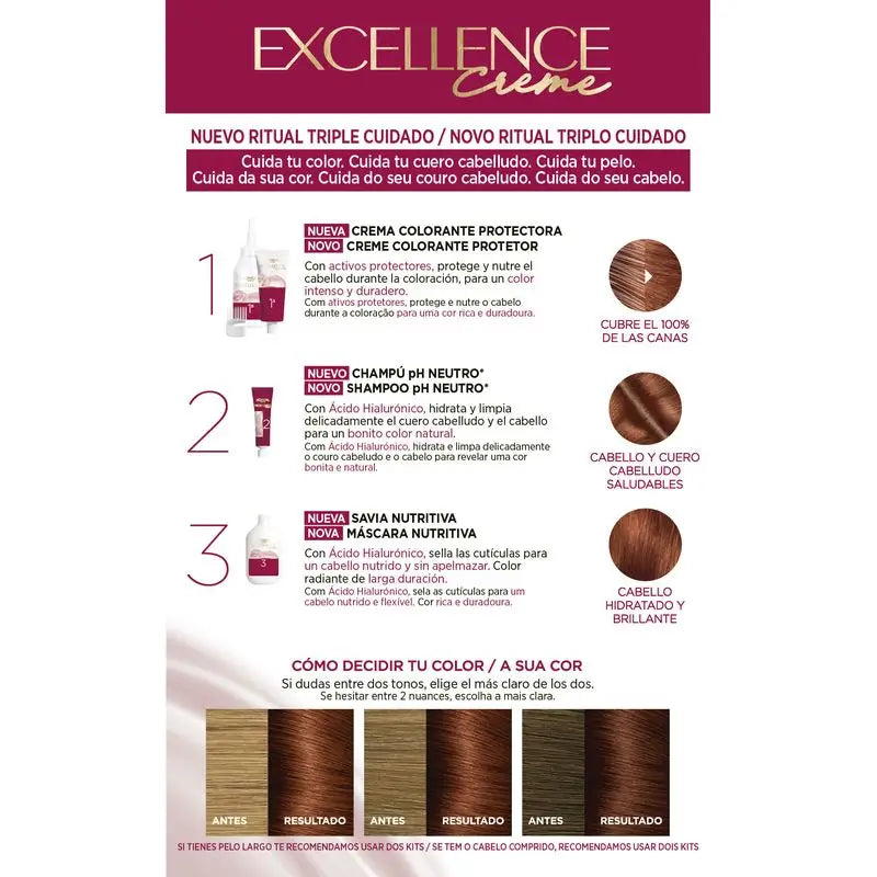 L'Oréal Paris Excellence Creme pysyvä hiusväri – sävy 6.46 tumma, kuparinen vaalea mahonki