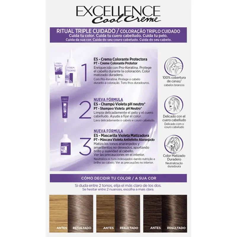 L'Oréal Paris Excellence Creme pysyvä hiusväri – sävy 7.11 voimakas tuhkanvaalea