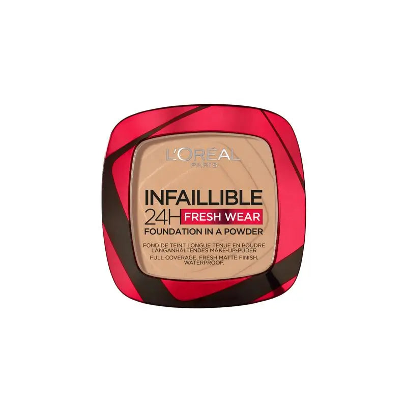 L'Oréal Paris Infalible 24H pitkäkestoinen mattapintainen puuteri, sävy 140 Golden Beige, keskitummalle iholle
