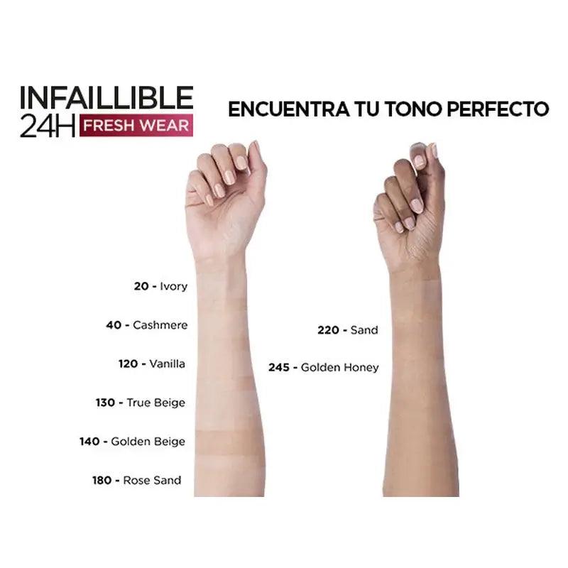 L'Oréal Paris Infalible 24H pitkäkestoinen mattapintainen puuteri, sävy 140 Golden Beige, keskitummalle iholle