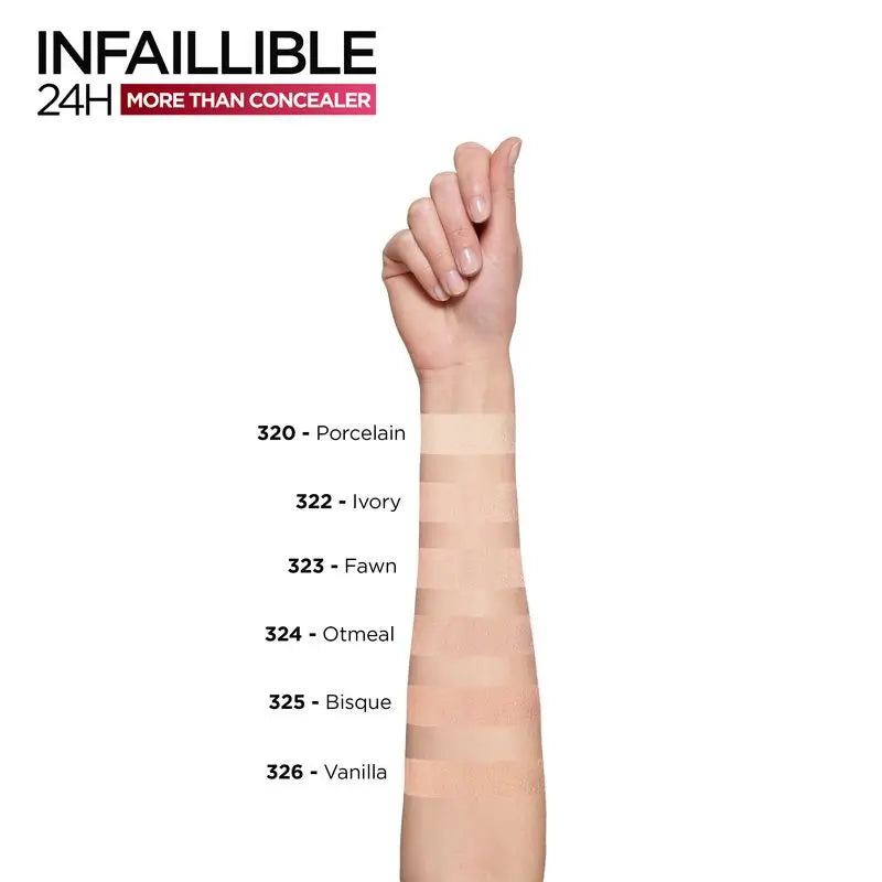 L'Oréal Paris Infalible More Than Concealer -peitevoide, täydellinen peittävyys, sävy 325 Bisque/Bisque, 11 ml