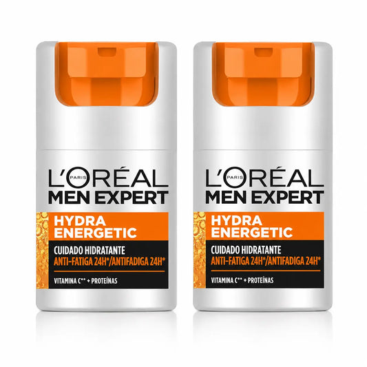 L'Oréal Paris Men Expert Hydra Energetic 24 tunnin kosteuttava ja väsymystä torjuva voide miehille, sisältää C-vitamiinia ja proteiineja, 50 ml, 2 kpl:n pakkaus