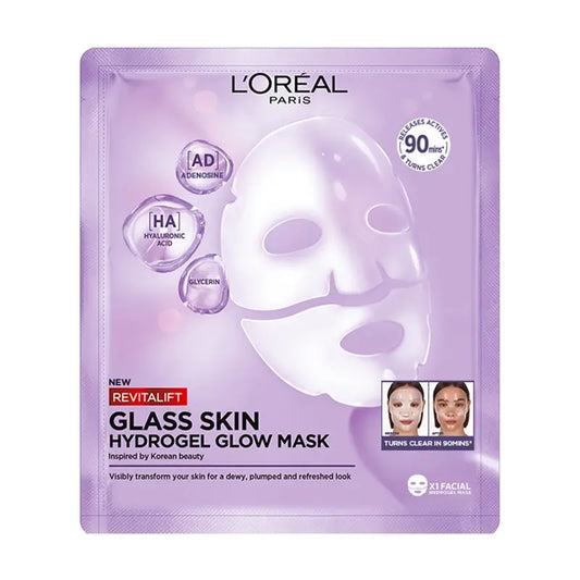 L'Oréal Paris Tissue Mask Revitalift Filler Glass Skin -hydrogeeli-kasvonaamio, 1 kpl