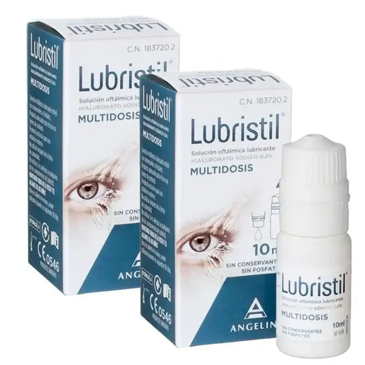 Lubristil moniannosinen silmätipaliuos, 2 x 10 ml:n pakkaus
