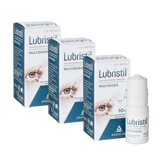 Lubristil moniannosinen silmätippaliuos, pakkaus 3 x 10 ml
