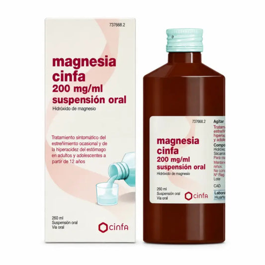 Magnesia Cinfa 200 mg/ml suun kautta otettava suspensio 260 ml