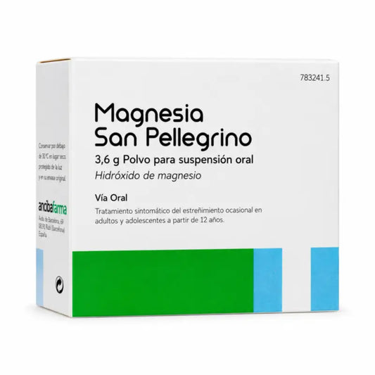 Magnesia San Pellegrino 3,6 g, jauhe, suun kautta otettava suspensio, 20 pussia