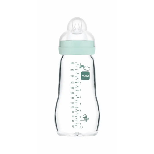 Mam Baby Feel Good -lasipullo, mattasininen, 260 ml 