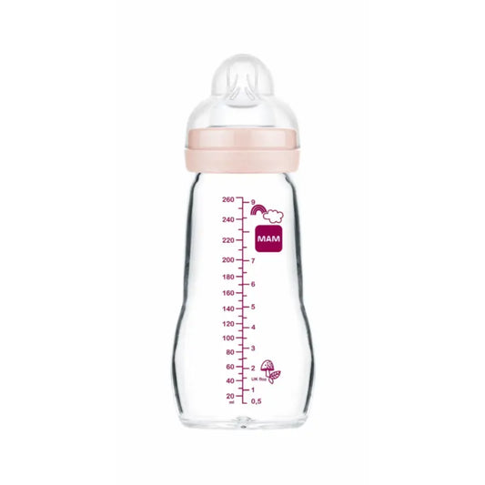 Mam Baby Feel Good -lasipullo, mattapinkki, 260 ml 