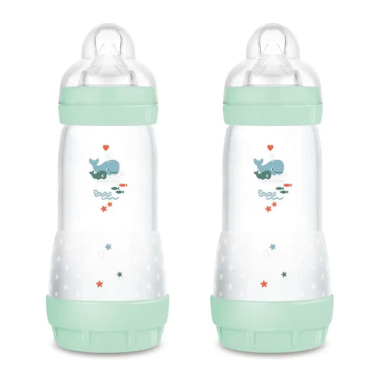 Mam Baby Easy Start -tuttipullo, koliikkia ehkäisevä, kirkkaan sininen, 2 x 320 ml 