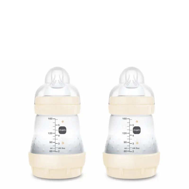 Mam Baby Easy Start -tuttipullo, ilmavaivoja ehkäisevä, neutraali, kiiltävä, 2 x 160 ml 