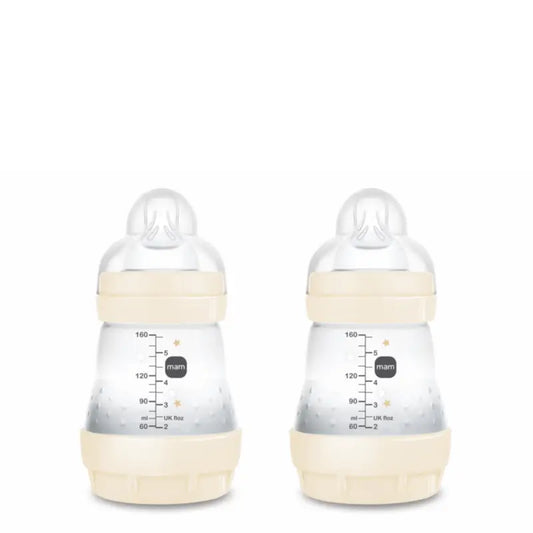Mam Baby Easy Start -tuttipullo, ilmavaivoja ehkäisevä, neutraali, kiiltävä, 2 x 160 ml 
