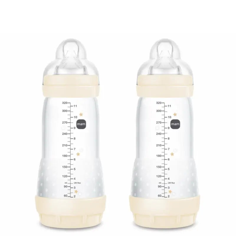 Mam Baby Easy Start -tuttipullo, ilmavaivoja ehkäisevä, neutraali, kiiltävä, 2 x 320 ml 