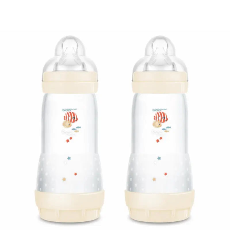 Mam Baby Easy Start -tuttipullo, ilmavaivoja ehkäisevä, neutraali, kiiltävä, 2 x 320 ml 