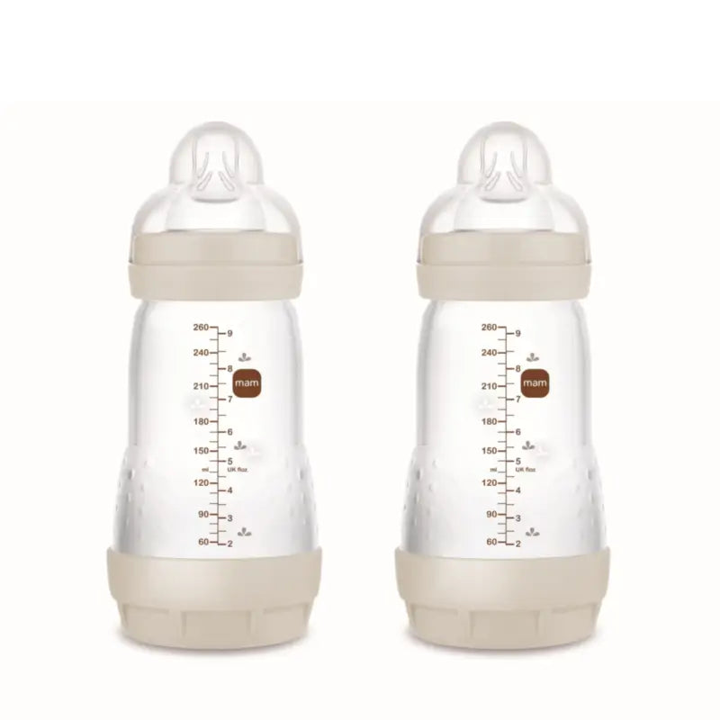 Mam Baby Easy Start -tuttipullo, ilmavaivoja ehkäisevä, neutraali, mattapintainen, 2 x 260 ml 