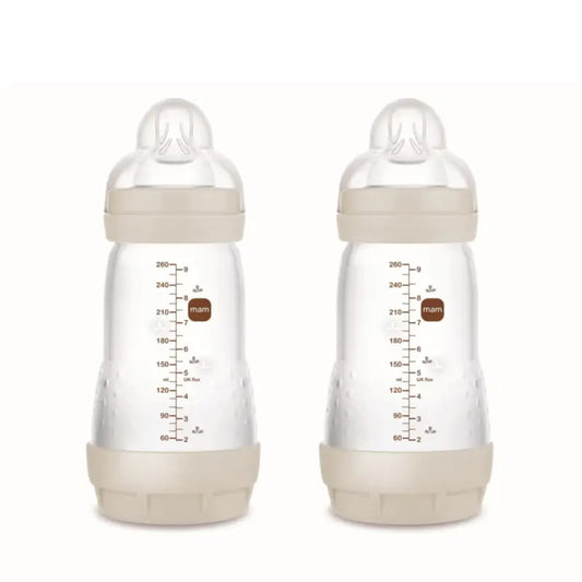 Mam Baby Easy Start -tuttipullo, ilmavaivoja ehkäisevä, neutraali, mattapintainen, 2 x 260 ml 