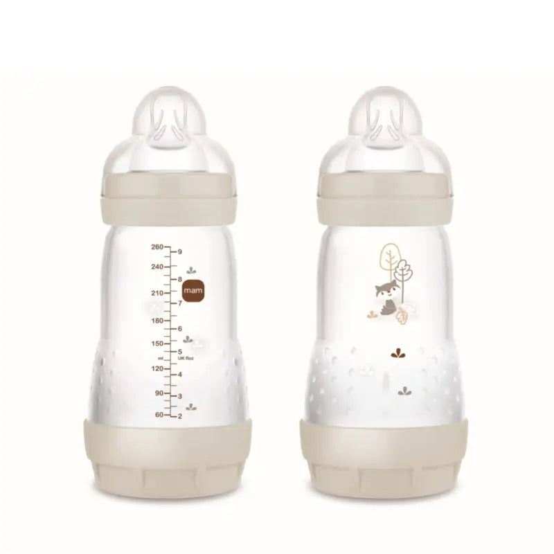 Mam Baby Easy Start -tuttipullo, ilmavaivoja ehkäisevä, neutraali, mattapintainen, 2 x 260 ml 