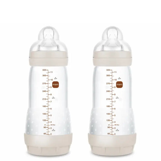 Mam Baby Easy Start -tuttipullo, kolikkovaivaa ehkäisevä, neutraali, mattapintainen, 2 x 320 ml 