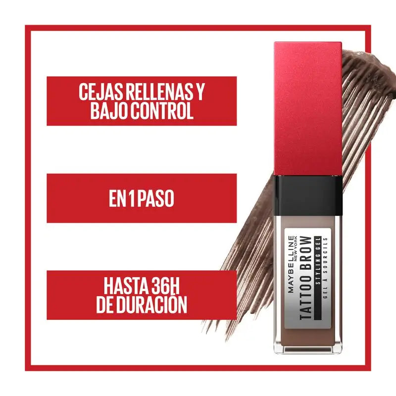 Maybelline New York Tattoo Brow -geeli täytettäville kulmakarvoille, sävy 260 Deep Brown