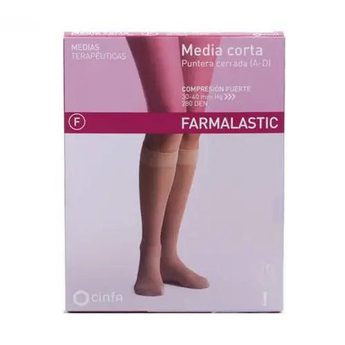 Farmalastic Short Stocking Strong Compression Closed Toe Beige, Size M