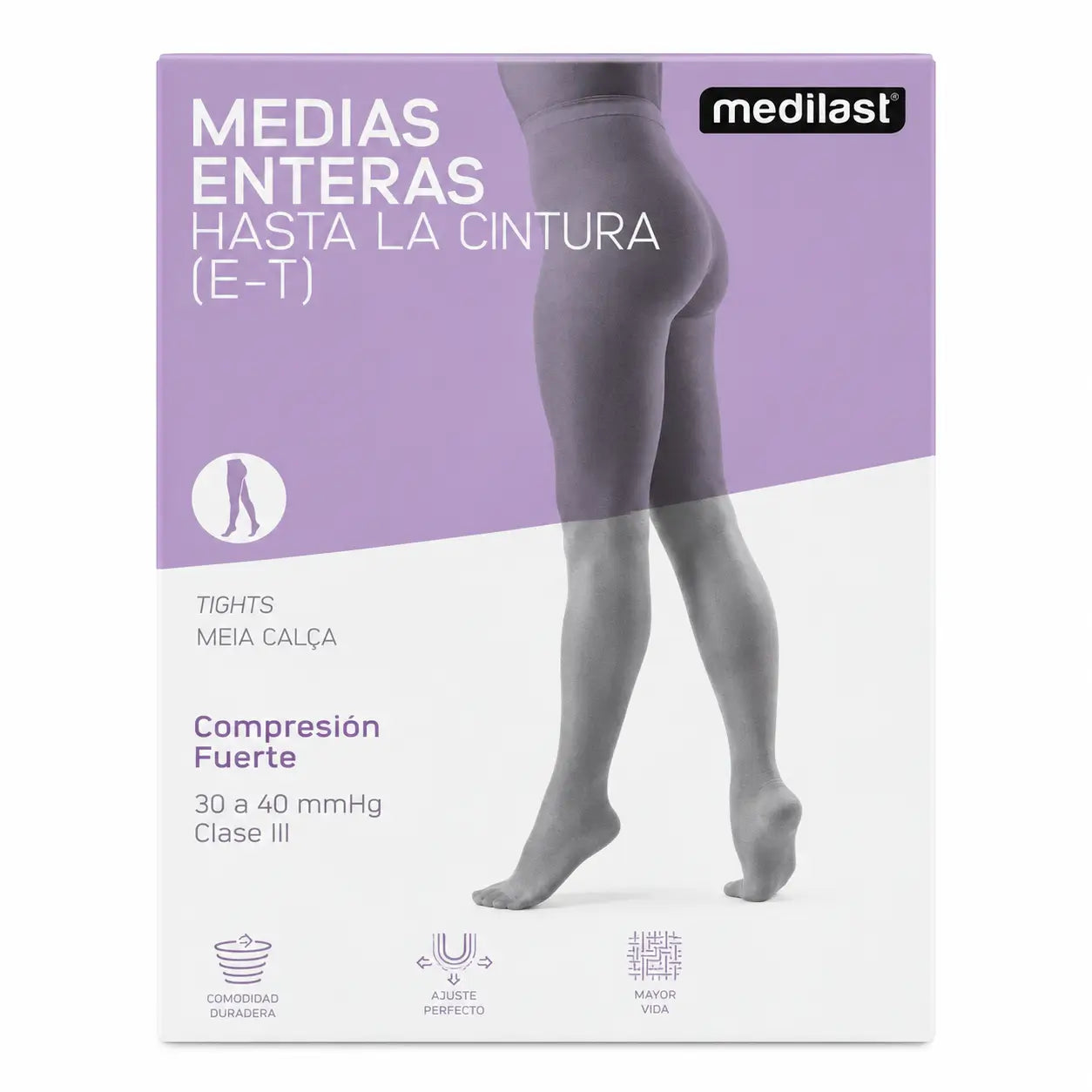 Medilast Panty Comp Fuerte, musta, koko 3