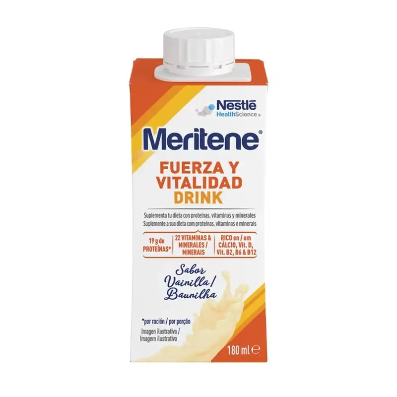 Meritene Fuerza y Vitalidad -juoma, vanilja, tarjouspakkaus 10+2 x 180 ml