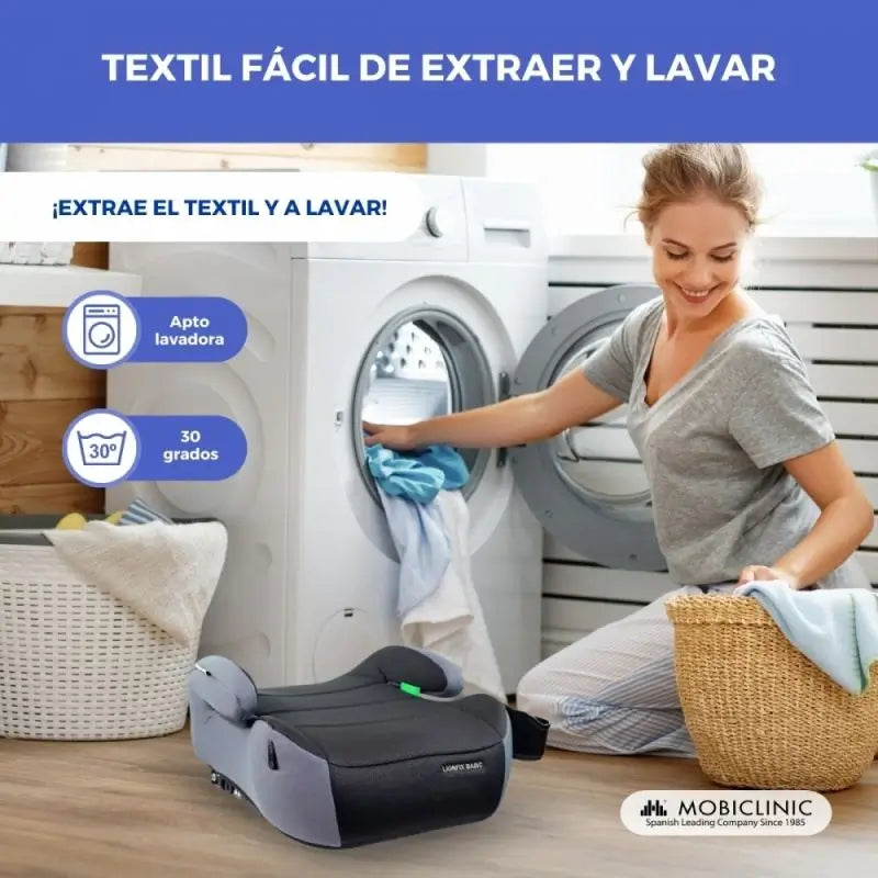 Mobiclinic Lionfix Basic -lastenistuimen korotusjalusta, 125–150 cm, musta