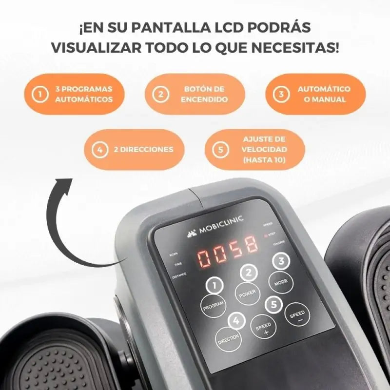 Mobiclinic Mini -elliptinen kuntopyörä, jossa on luistamattomat polkimet