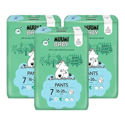 Moomin Baby -harjoitusvaipat, koko 7, 3 x 34 kpl