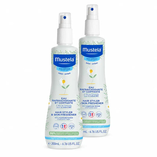 Mustela virkistävä hiustenhoitoliuos, 2 x 200 ml:n pakkaus