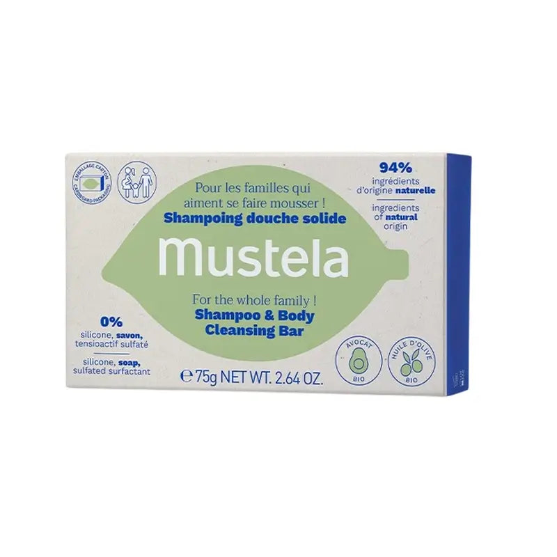 Mustela kiinteä shampoo hiuksille ja vartalolle, 75 g
