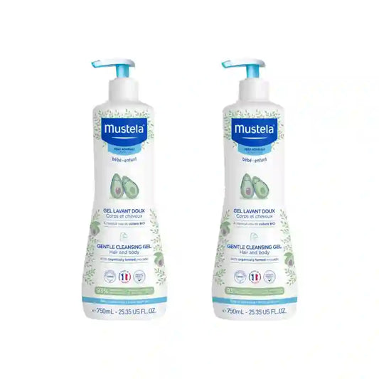 Mustela pehmeä kylpygeeli, jossa on luomuaavokadoa, 2 x 750 ml 