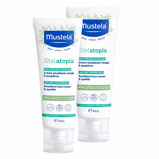 Mustela Stelatopia pehmentävä kasvovoide, 2 x 40 ml:n pakkaus