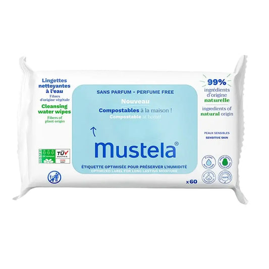 Mustela BIO-puuvillapyyhkeet, 60 kpl